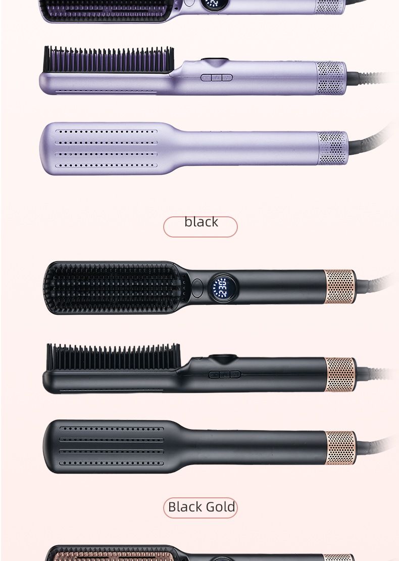 Volumenkamm mit Heiß- und Kaltluft, Glätteisen mit Verbrühungsschutz und LCD, 2-in-1-Haarstyling-Tool_voghion.com