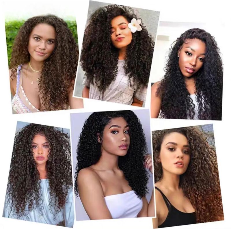 Hair Extensions Wigs Long Curly Hair 6 Piece Set Clip Hair Extensions Kinky Curl Fluffy Afro_voghion.com