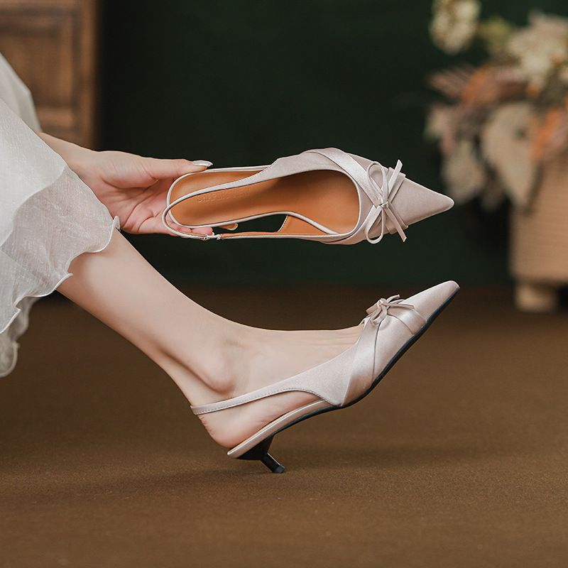 2025 Summer And Autumn Low Shallow Mouth Pointed Toe Chunky Heel Single Non-Slip High-End Feel Wedding Shoes Comfortable_voghion.com