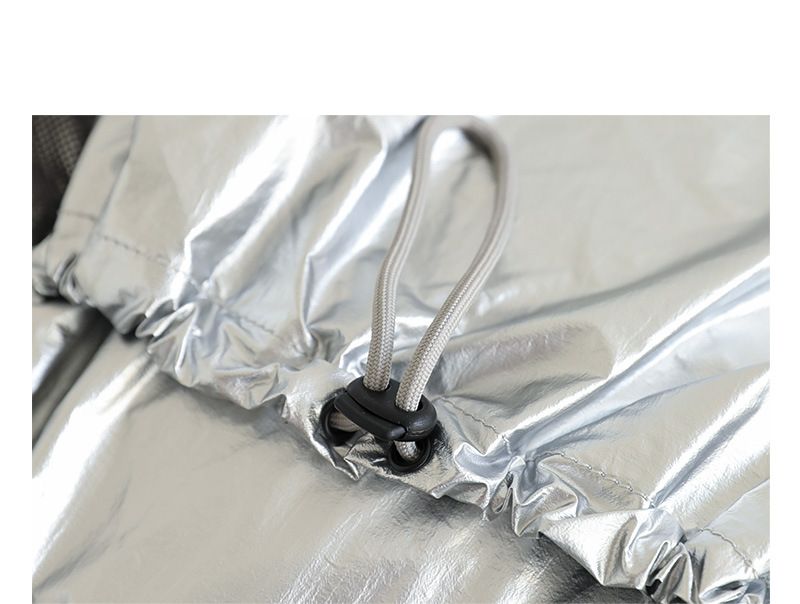 Zaino casual in tela color argento, materiale in nylon color block_voghion.com