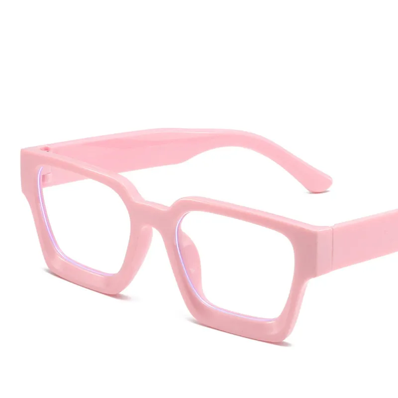 Fashion Thick Edged Square Computer Eyeglass Women Men Anti Blue Light Plain Glass Vintage Colorful Oversized Optical_voghion.com