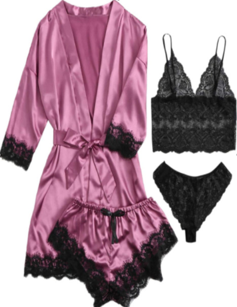 Pijamas de mujer, cuatro conjuntos de fabricantes de vestidos sexys europeos y americanos, conjunto de ropa para el hogar_voghion.com