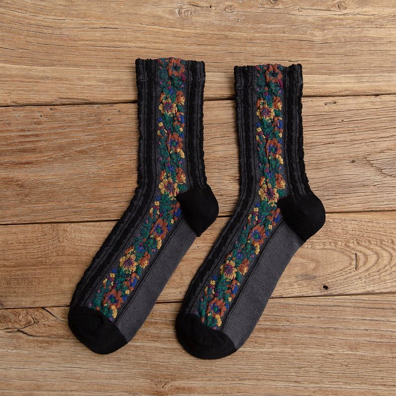 2025d 2024 Nieuwe Mid-Calf Lente Zomer Etnische Stijl Bloemen Damessokken_voghion.com