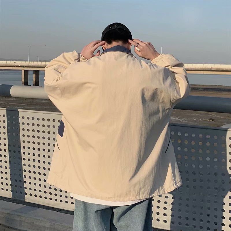 Color blocking assault for men's mountain trendy American style loose fitting and handsome outdoor standing collar_voghion.com