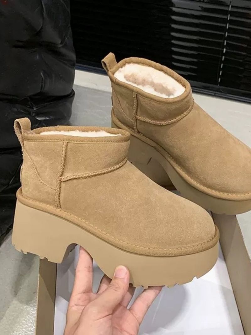 2025 neue dicke Sohlen Höhe erhöhen Pelz integrierte Schneestiefel, modische vielseitig, aus echtem Leder, Anti_voghion.com