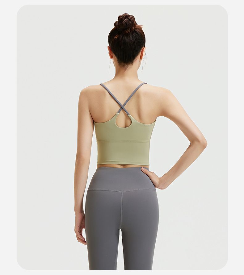(two pieces )OQQ jumpsuit with wide shoulder straps, detachable chest cushion, threaded tight pants, fitness suit for women_voghion.com