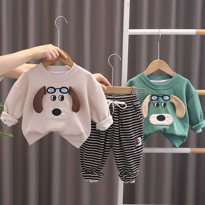 Completo con cappuccio e pantaloni a righe per cuccioli da bambino, elegante nuovo completo primaverile-autunnale in due pezzi per neonati e bambini piccoli_voghion.com