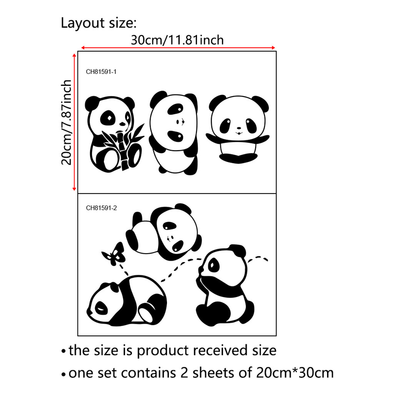 6 Panda süße schwarze Kinderzimmer PVC CH81591 Kindergarten Hintergrund Dekoration Wandaufkleber_voghion.com