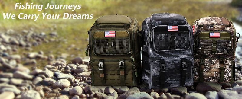 rillrun Mit Rutenhalter, Herren-Box-Rucksack, 42L Große Ausrüstungstasche Store Equipment, Grüne Tarnung, Angelrucksack_voghion.com