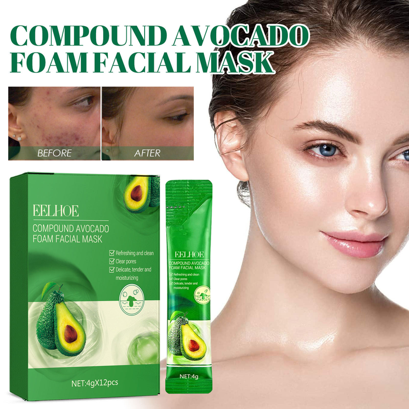 EELHOE avocado  oil control, deep cleansing, firming, pores brightening and skin rejuvenating foam facial mask_voghion.com