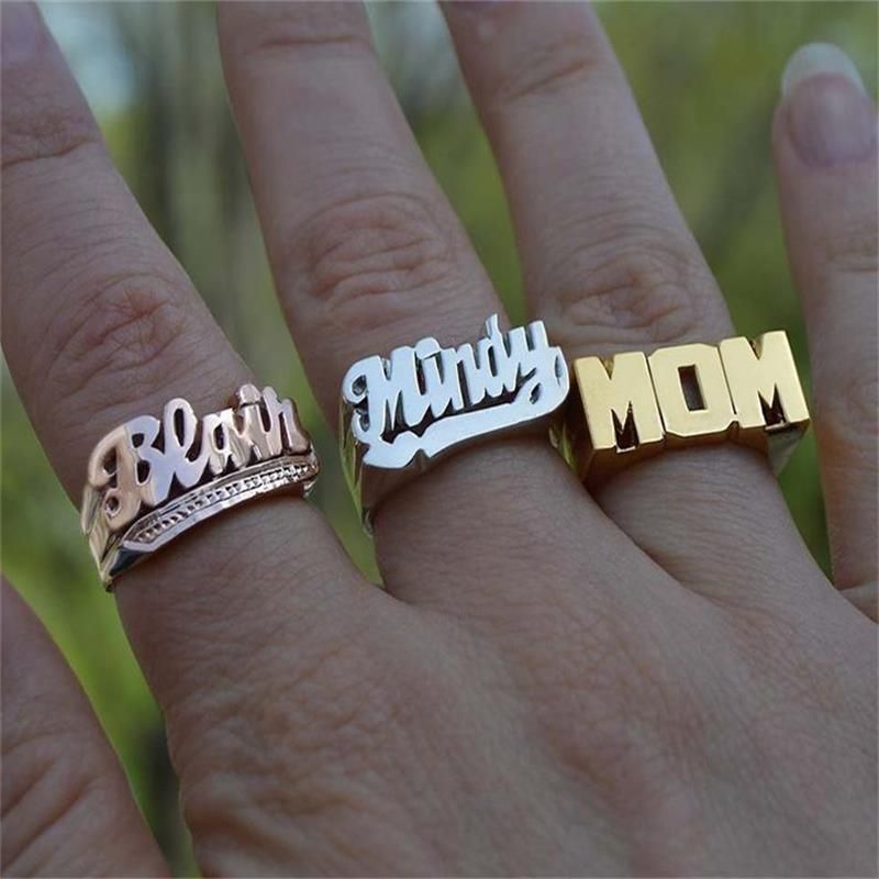 New INS Style Alloy Two-tone Electroplated DIY Letter Pattern Ring_voghion.com