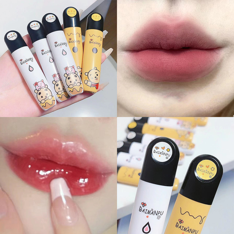 Specchio simpatico orso smalto per labbra lucidalabbra acquoso rossetto liquido gelatinoso trasparente a lunga tenuta impermeabile Womon Beau gloss stick_voghion.com