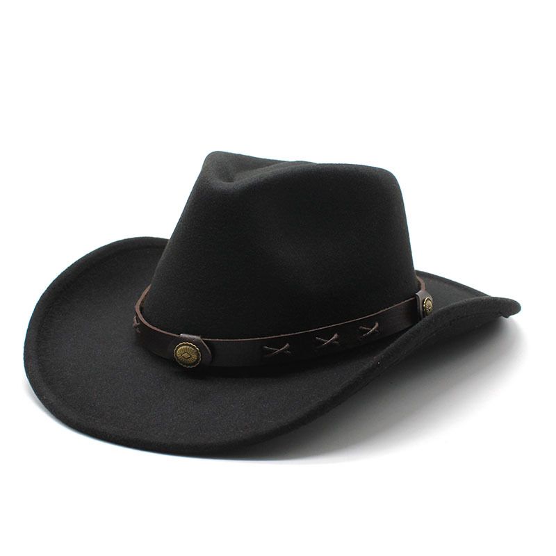 New best-selling Western denim woolen jazz top men's women's ethnic style, autumn and winter felt hat, big brimmed hat_voghion.com