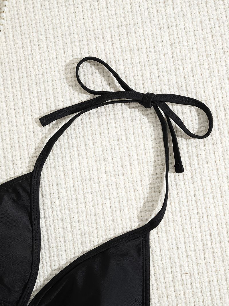 Maillot de bain deux pièces sexy taille haute pour femme, bonnets rigides, froncés, fendu_voghion.com