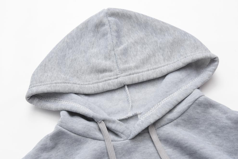 Women's solid color hooded loose long-sleeved padded women's sweatshirt_voghion.com