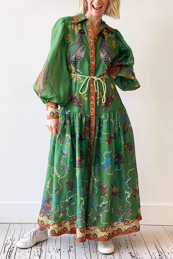 Abito da donna a maniche lunghe con stampa cardigan alla moda_voghion.com
