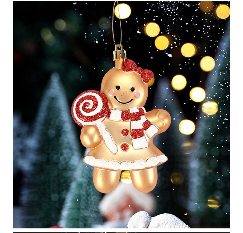 Christmas Gingerbread Man Ornaments Set - Fun Holiday Tree Decorations With Bow & Santa Hat For Festive Home Party Photo Props_voghion.com