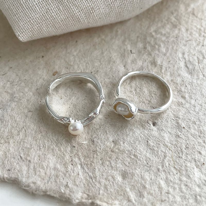 Irregular freshwater pearl ring for women, light luxury, open, niche design, high-end, simple and versatile, personalized index finger ring_voghion.com