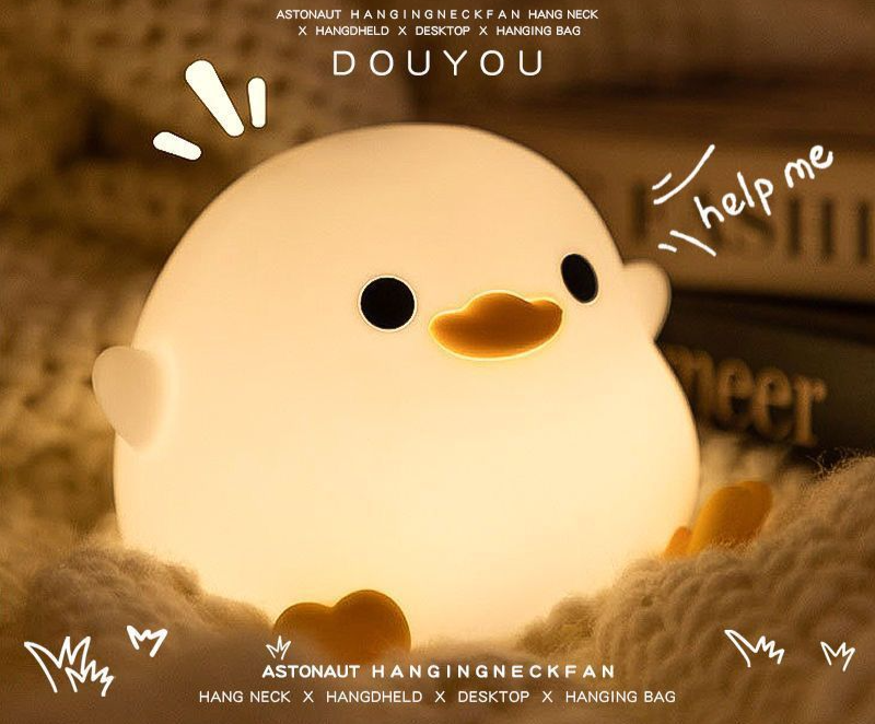 Lampe de chevet/bureau en silicone transfrontalière avec capteur anti-stress et lampe d'ambiance en forme de canard en peluche_voghion.com
