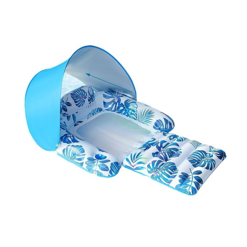 Aufblasbarer Wassersonnenschirm, U-förmig, verdicktes aufblasbares Sofa, Schwimmkreis, Loungesessel, einziehbarer Mesh-Loungesessel, schwimmende Reihe zum Bräunen_voghion.com
