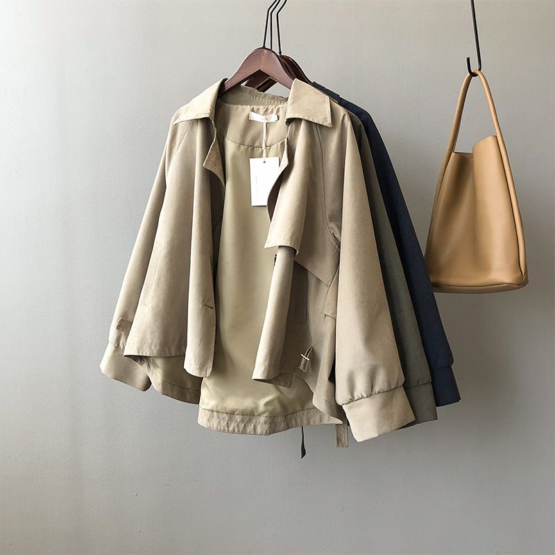 Women's Clothing spring new retro short windbreaker for small men female chic loose temperament coat 7962_voghion.com