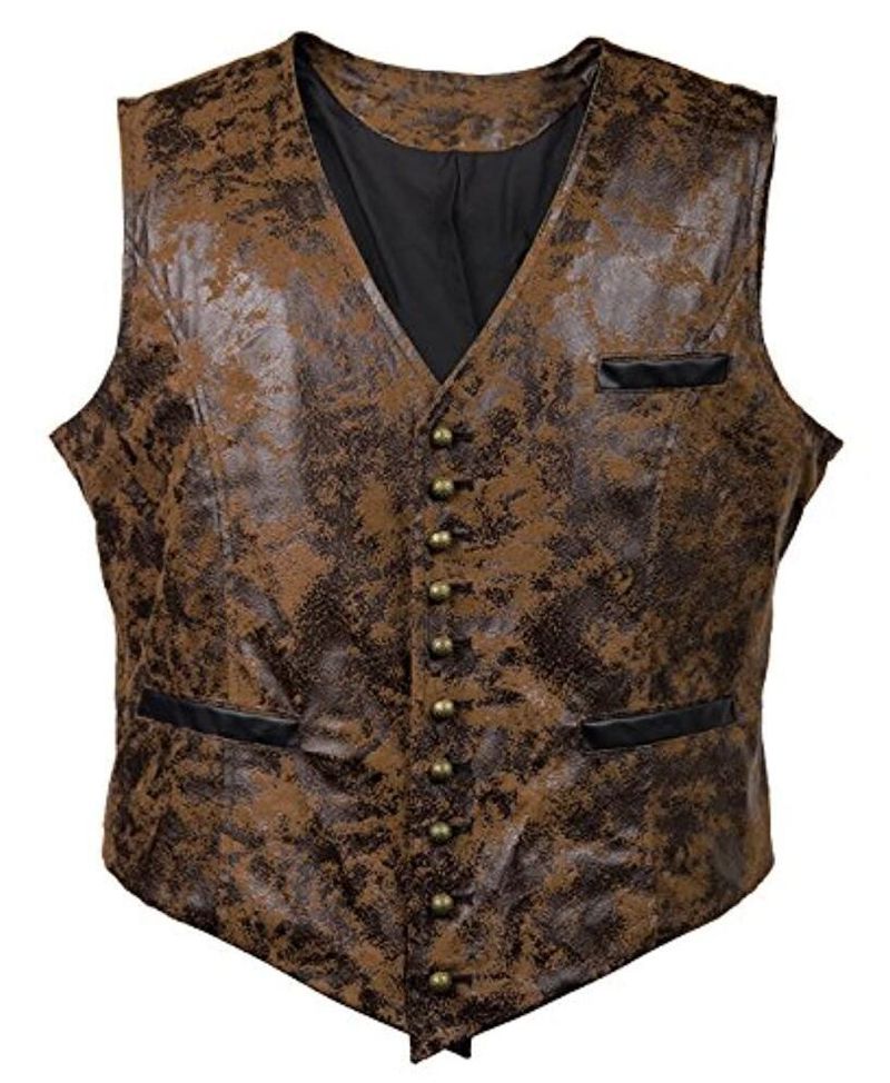 Chaleco de ante entallado para hombre: estilo retro con escote en V y botonadura sencilla para otoño e invierno._voghion.com