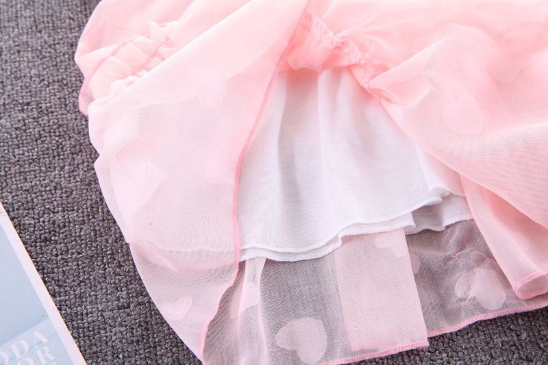 Mädchen-Outfit, stilvoll, Sommer kurzärmliges Mesh-Herz-Zweiteiler-Kinderkleidung, Baby-Mädchen-Set, modisch_voghion.com