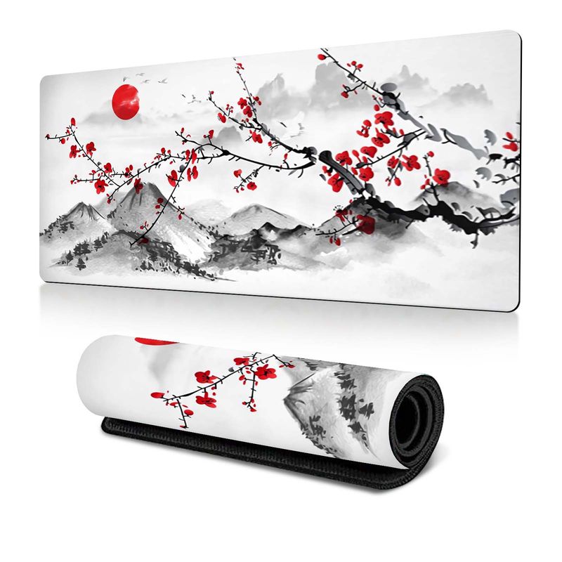 Tappetino per mouse con motivo floreale e albero, con trasferimento termico, per pittura di paesaggi popolari_voghion.com