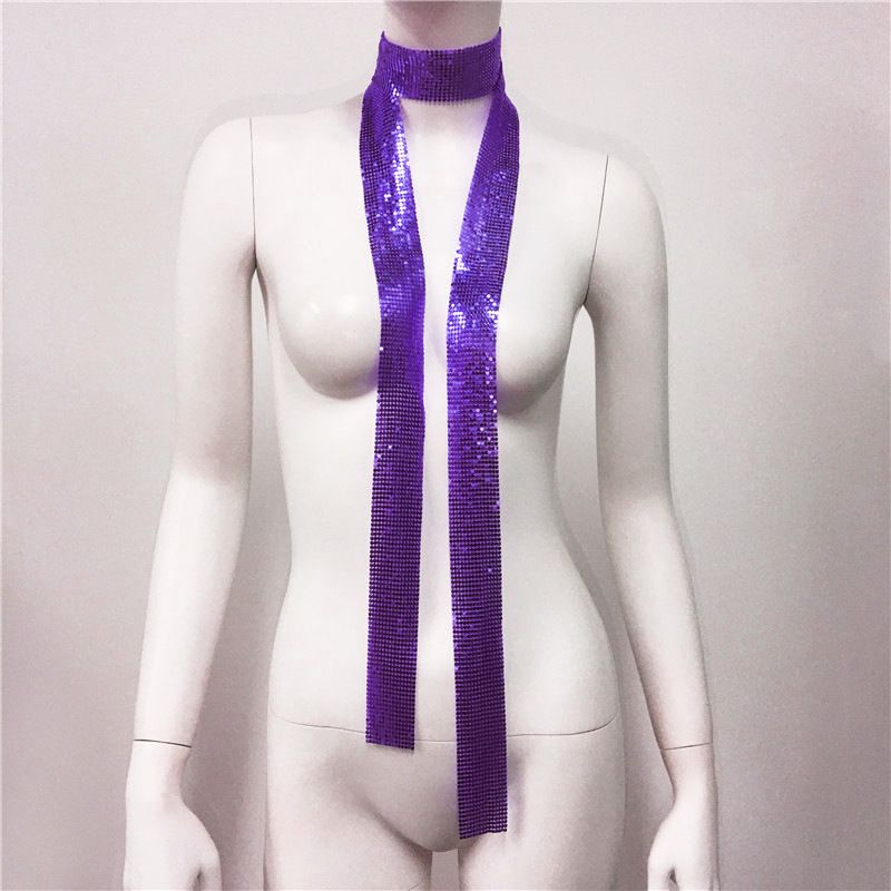 Modes aksesuāru aksesuāri Metāla fliteru kakla lentes šuvju apkakle Modes fliteru šalle sievietēm_voghion.com