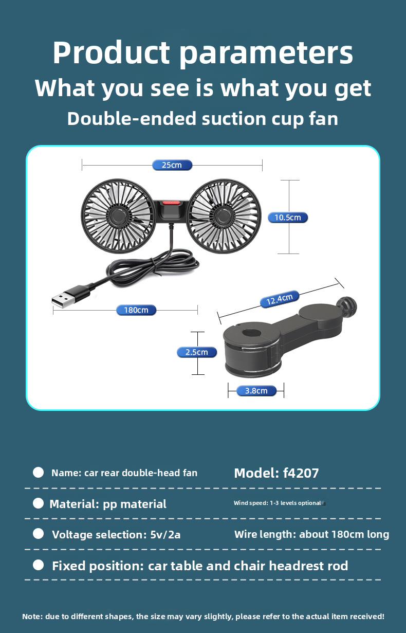 F4207 Rear Dual Head Fan USB Car Vehicle Use_voghion.com