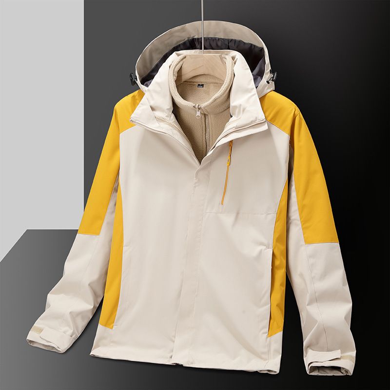 Neu Paar Drei-in-Eins 0,05 kg Stück Set Jacke Für Männer Und Frauen Abnehmbare Hooe Herbst Winter Wandern Kleidung_voghion.com