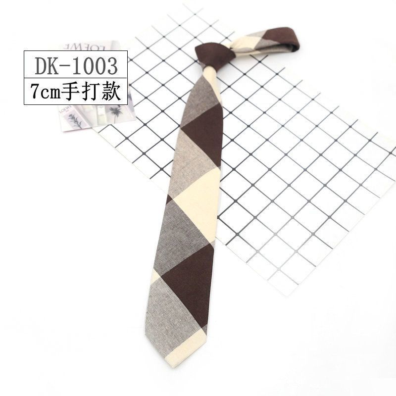 Cravatta in lino marrone, cotone, giallo, rosso scuro, nero opaco, retrò, casual, stile britannico giapponese, 7 cm_voghion.com