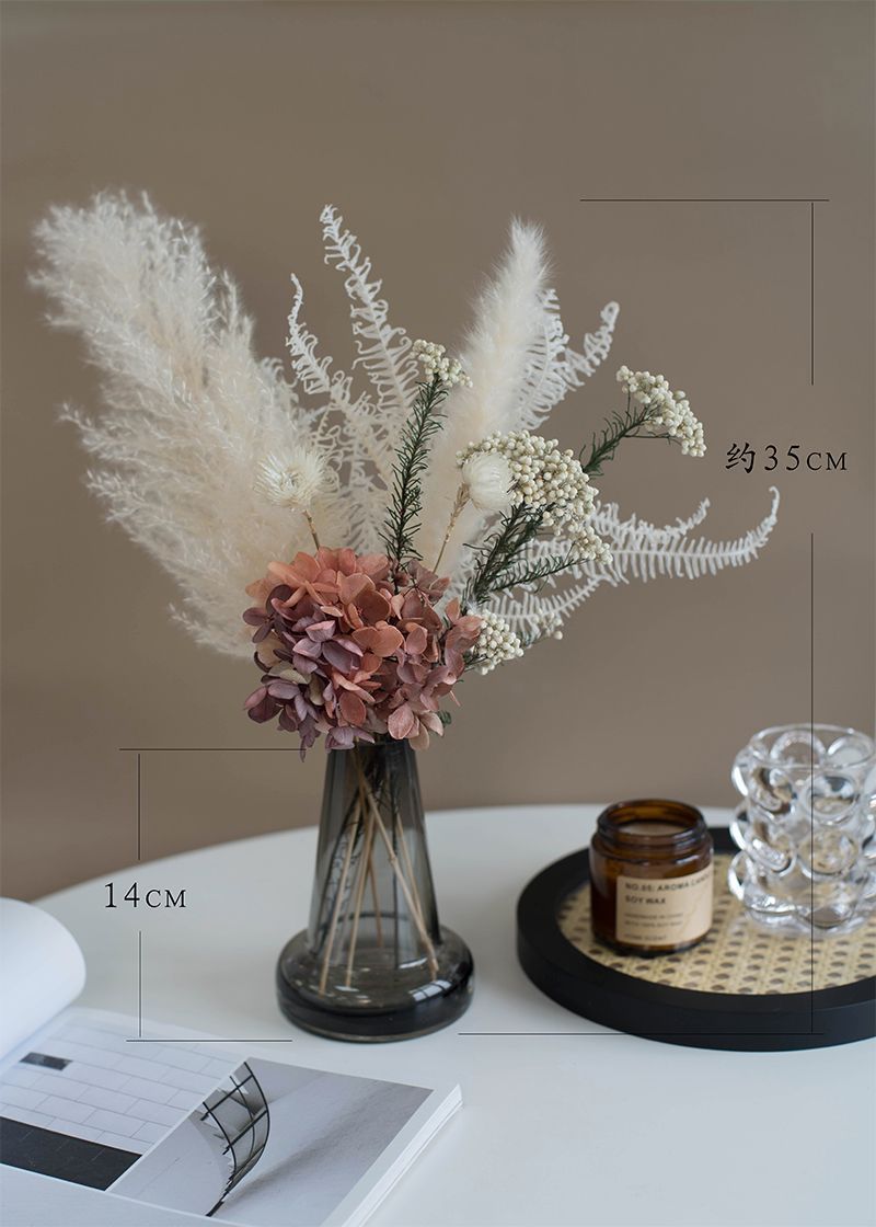 Cha Ji Feng High End francoski slog posušeno cvetje pravi cvetlični okraski dnevna soba namizni model sobe mehka dekoracija Ins okraski iz trstične vaze_voghion.com