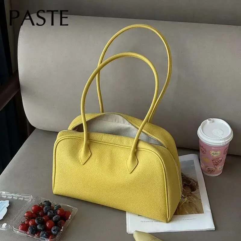 Borsa da bowling con manico lungo, in pelle di mucca di alta qualità, di colore giallo e blu, in saldo nel 2025_voghion.com