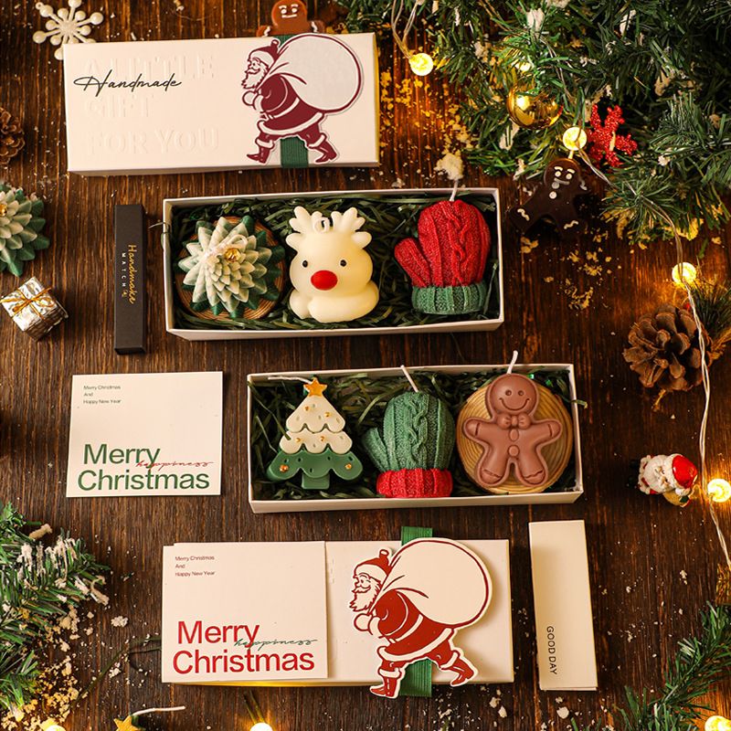 Cartoon gingerbread man high-end aromatherapy candle Christmas tree fragrance ornament deer shaped souvenir gift box set_voghion.com