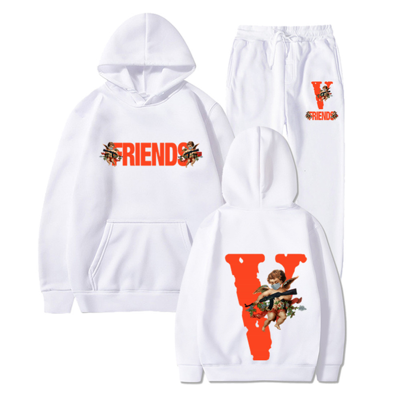 Men's Street Fashion Big V Loose Couple Sweater Set Printed Hoodie Autumn/winter Plush Sweater_voghion.com
