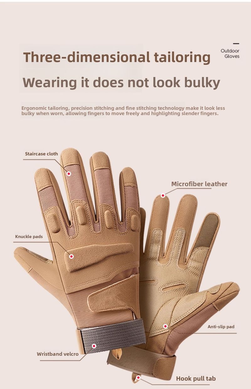 Gants d'hiver tactiques pour hommes, doigts entiers, résistants aux coupures, pour sports de plein air, moto, écrans tactiles, chauds._voghion.com