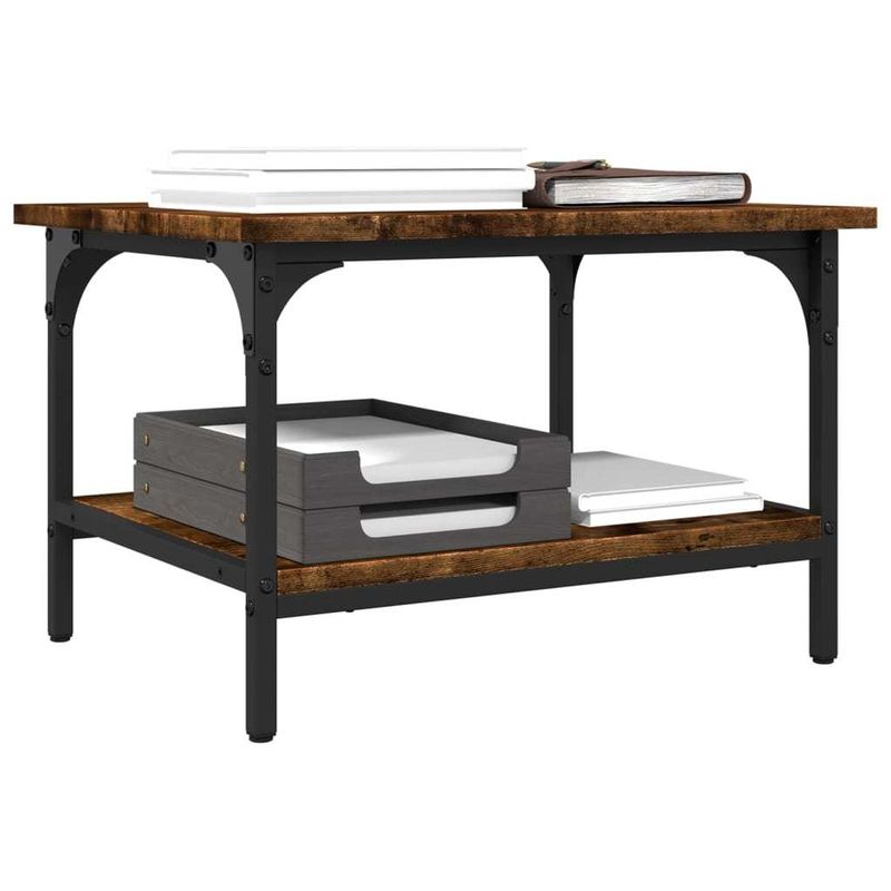 Printer Stand 2-Tier Smoked Oak 19.7"x15.7"x15" Engineered Wood_voghion.com