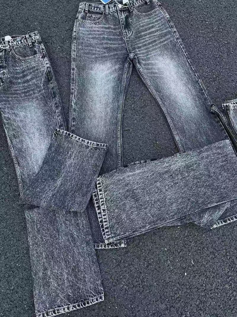 Îmbrăcăminte bărbătească, blugi gri cenușiu 517, stil Cleanfit, pantaloni evazați, model marmorat spălat, naveta zilnică pentru bărbați și femei_voghion.com