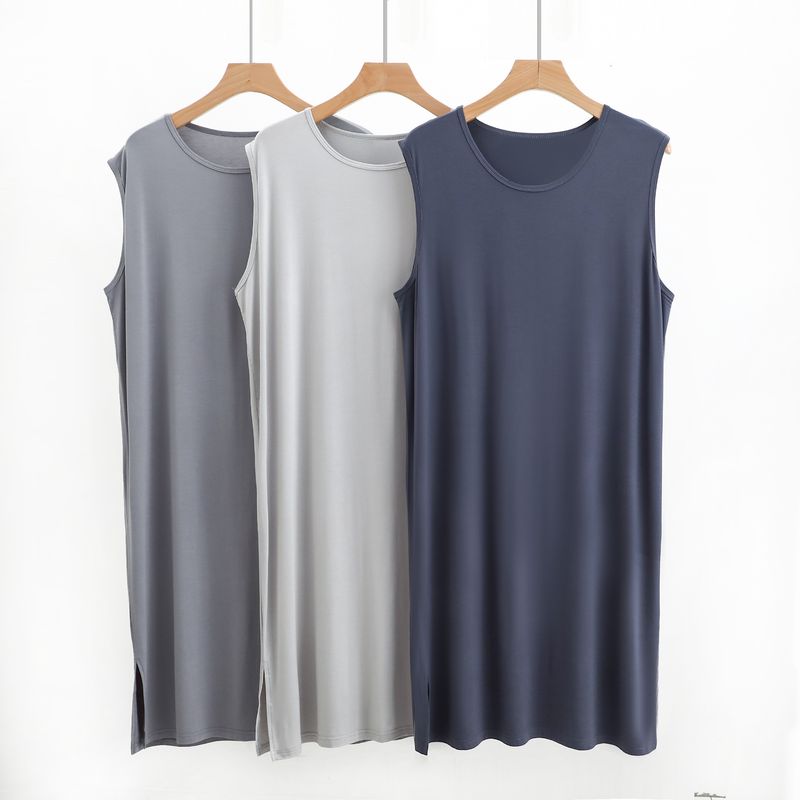 Herren Nachthemd aus Modal, langes Kleid, locker, bequem, Loungewear, Bademantel, XXXL_voghion.com