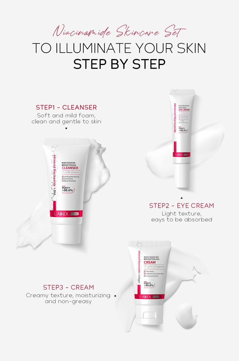 Sets LAIKOU Pro Niacinamide 3 Piece Facial Care Set Hydrating And Moisturizing_voghion.com