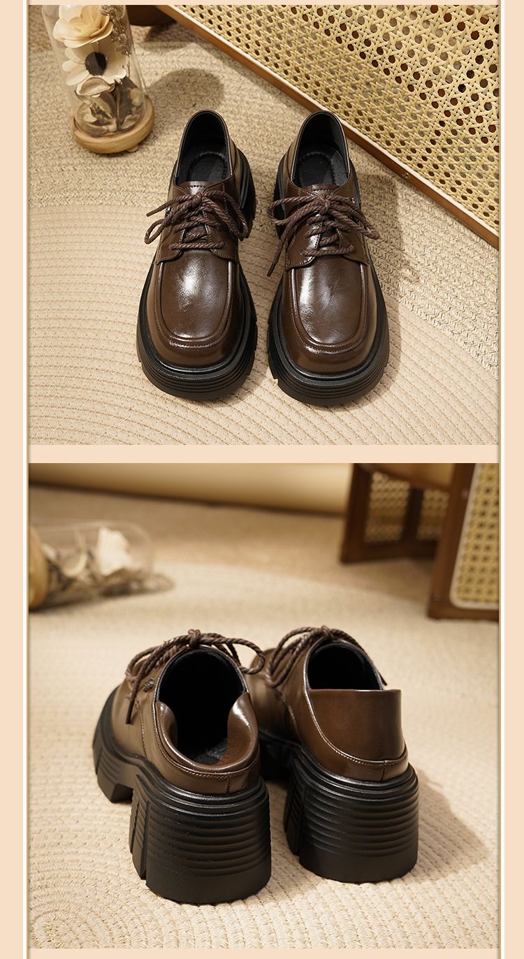 Mocasines de plataforma para mujer, recién llegados en 2025, tacón grueso, estilo universitario retro, planos británicos genuinos, primavera y otoño, talla pequeña_voghion.com