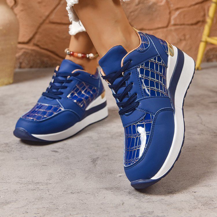 New Spring Autumn Winter Women's Sports Casual Shoes Color Block Plaid Large Size 43 Sneakers_voghion.com