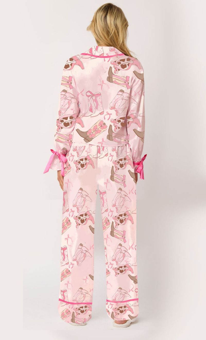 Damen Nachtwäsche Neu Bedrucktes süßes Pyjama-Set Langarm-Hosen-Set Damen_voghion.com