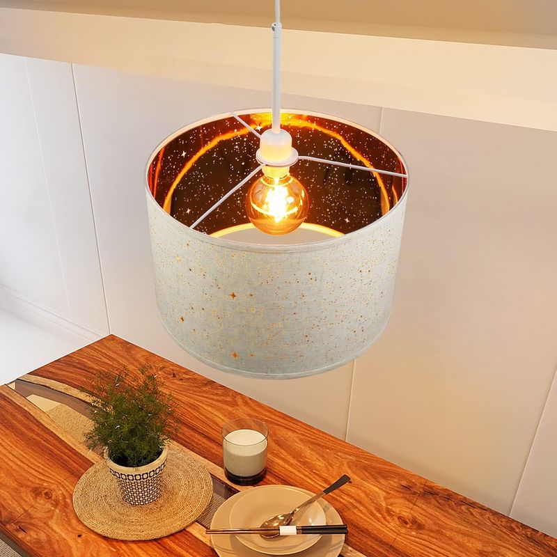 Glitzerlife Pendelleuchte Esstisch Hängeleuchte Esszimmer - Ø38CM Moderne Hängelampe Mit Lampenschirm Aus Stoff E27 Fassung Pendellampe Im Sternenhimmel Design_voghion.com