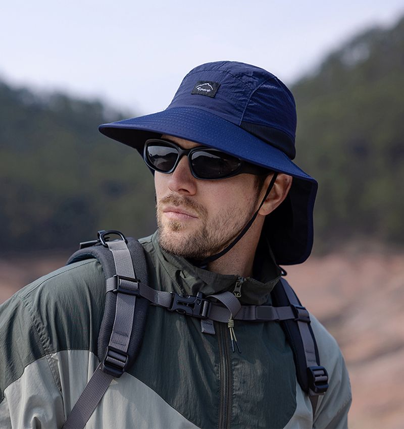 Hot Sale Xioguan 100% polyester 9249 summer men's and women's large brimmed shawl fisherman quick drying breathable sunshade hat_voghion.com