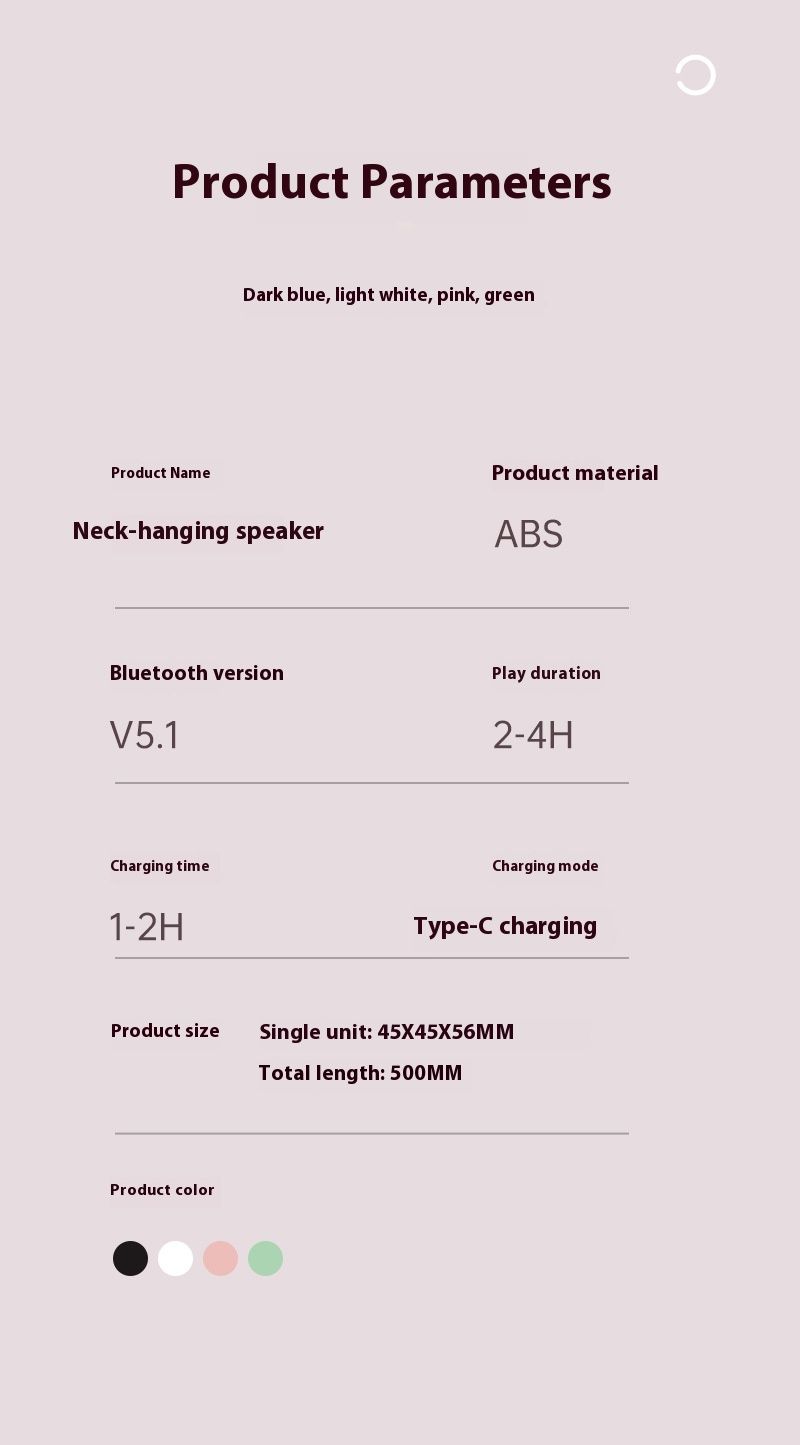 2023 New Bluetooth USB Charging with Night Light Student Portable Wireless Outdoor Neck Hanging Small Speaker_voghion.com