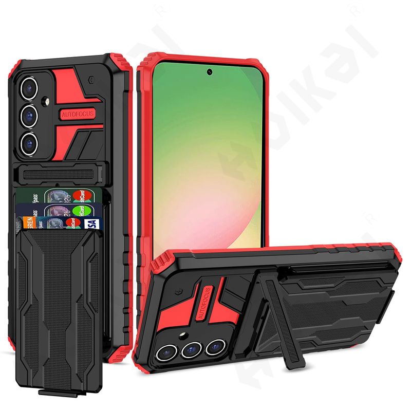 Hoesje voor Samsung Galaxy A56 A36 A55 5G portemonnee met creditcardhouder, kickstand, slanke rode schokbestendige hoes_voghion.com