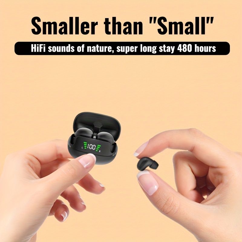 Casque ultra-petit de la taille d'une cacahuète, écran numérique haute définition avec microphone, mini casque sans fil furtif_voghion.com