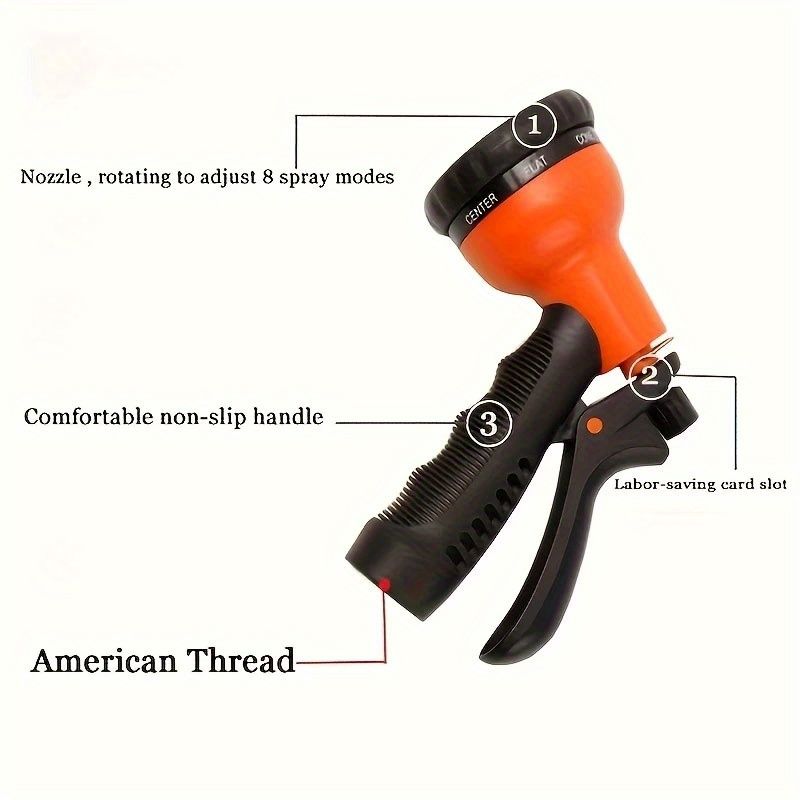 A Retractable Garden Hose Set With A High-pressure Water Gun Nozzle And US Standard 3/4-inch Connectors, Perfect For Outdoor Watering And Gardening._voghion.com